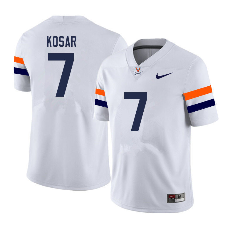 Men #7 Mike Kosar Virginia Cavaliers College Football Jerseys Sale-White - Click Image to Close